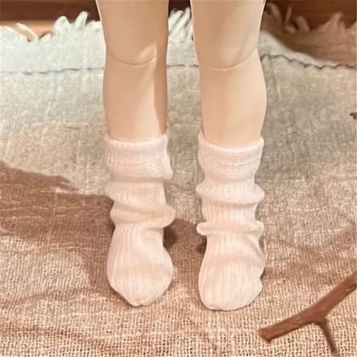 1 paire de chaussettes à rayures noires et blanches, accessoires pour poupée BJD 1/6, chaussettes filetées, chaussettes blanches, chaussettes empilées, chaussettes longues pour poupée Yosd 30CM