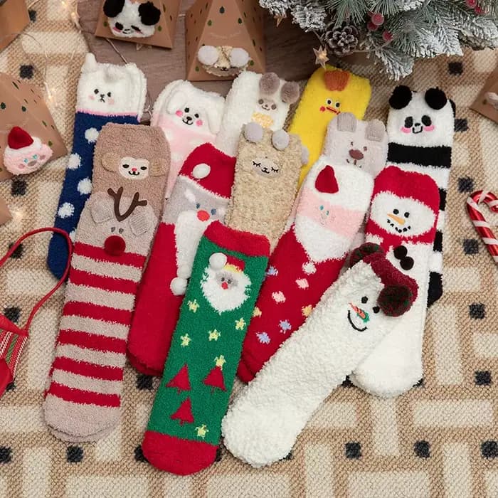 Chaussettes chaudes épaissies – Emballage cadeau Chaussette de Noël
