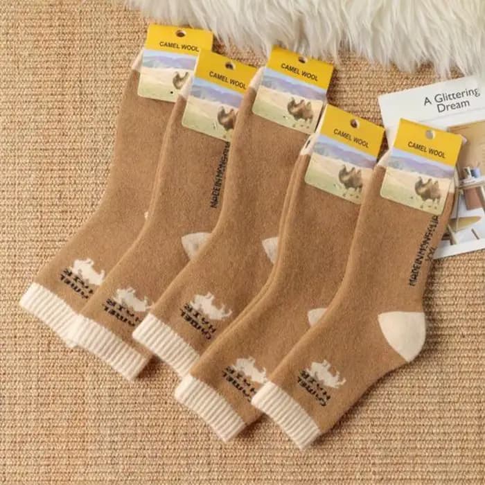 5 paires de chaussettes chaudes en poils de chameau pour hommes et femmes