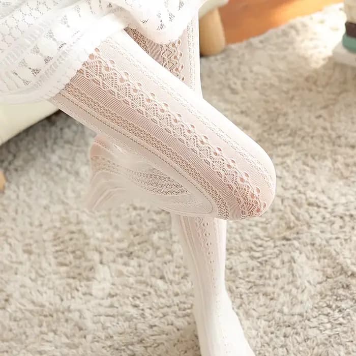 Collants en coton tricoté à dentelle sexy pour femmes et jeunes filles