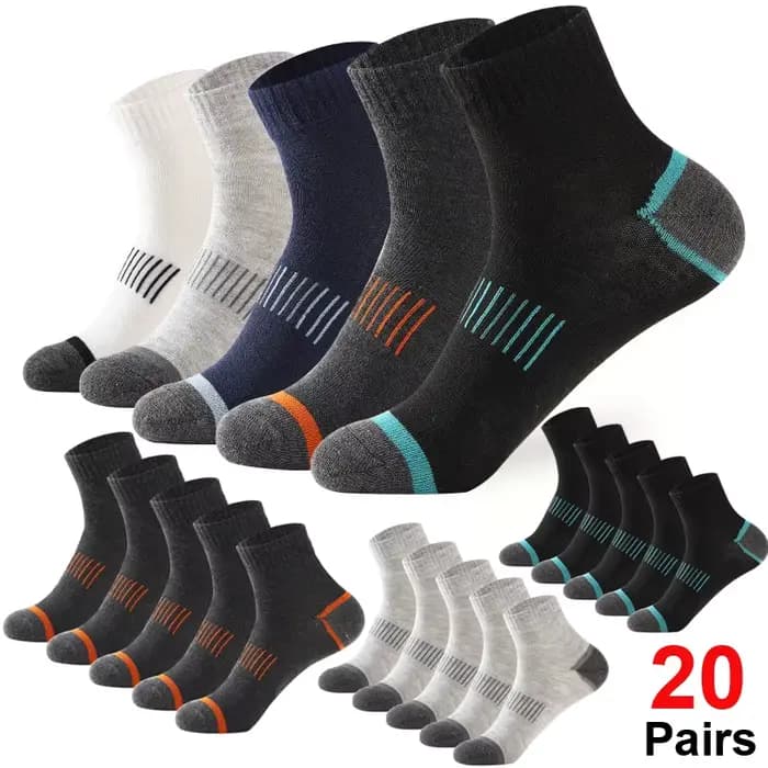 Ensemble de 20 paires de chaussettes en coton pour hommes