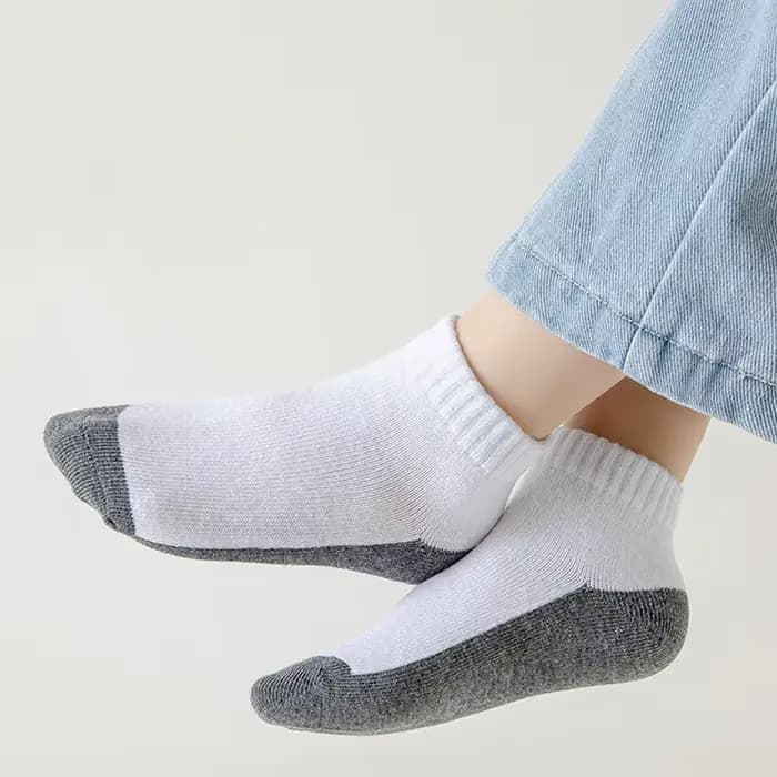 12 paires de chaussettes courtes basique pour enfants - design blanc et gris