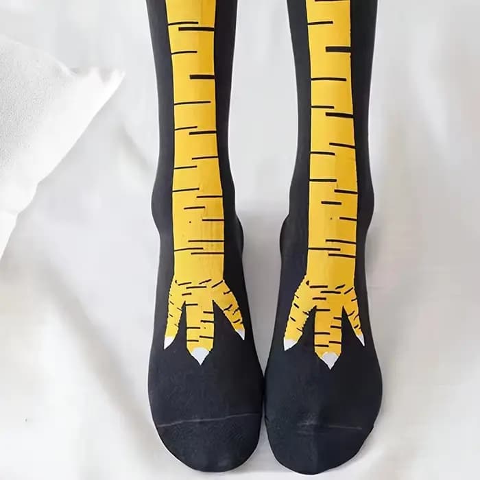 1/2/5 paires femmes genou chaussettes hautes à la mode dessin animé drôle poulet griffe chaussettes Fitness sport décontracté jambe mince Long Tube chaussettes femmes