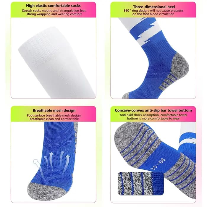 Chaussettes de football professionnelles Loogdeel avec semelle en tissu éponge