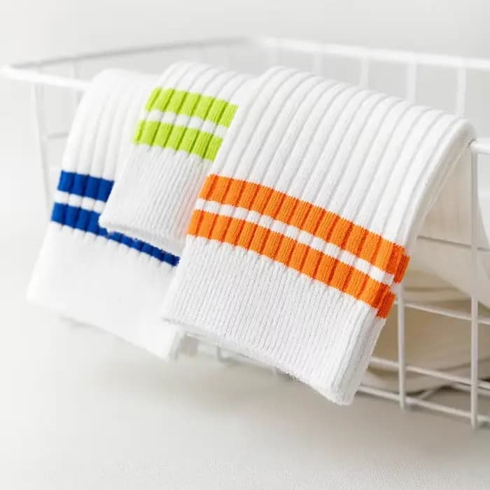 Chaussettes de sport coréennes à rayures blanches et oranges pour femmes