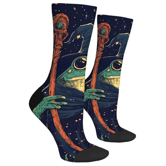 Conte de fées grenouille magicien chaussettes nouveauté drôle heureux hommes