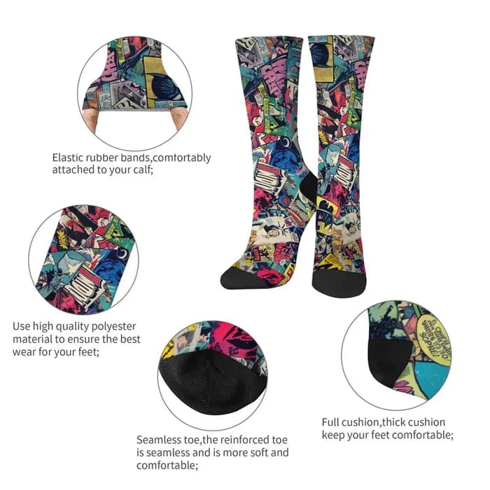 Harajuku Hip Hop rétro bande dessinée impression chaussettes nouveauté heureux drôle équipage