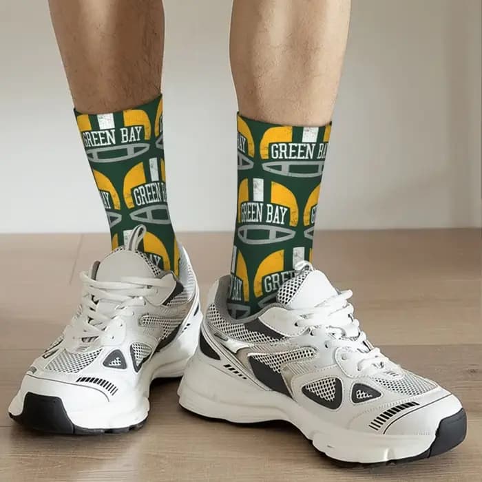 Casque rétro Green Bay-chaussettes vertes Harajuku bas absorbant la sueur chaussettes longues toutes saisons accessoires pour cadeaux homme femme