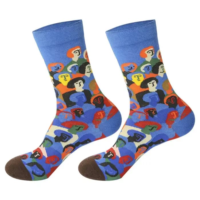 Chaussettes drôles pour hommes femmes amusant confortable fou nouveauté mode respirant peinture à l'huile