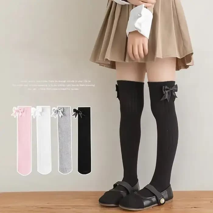 Chaussettes hautes en coton doux au genou pour enfants