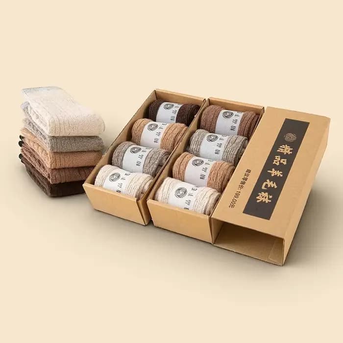 4 paires automne hiver couleur-bloc 100% laine femmes mi-mollet chaussettes épaissi rétro chaud polyvalent ample longues