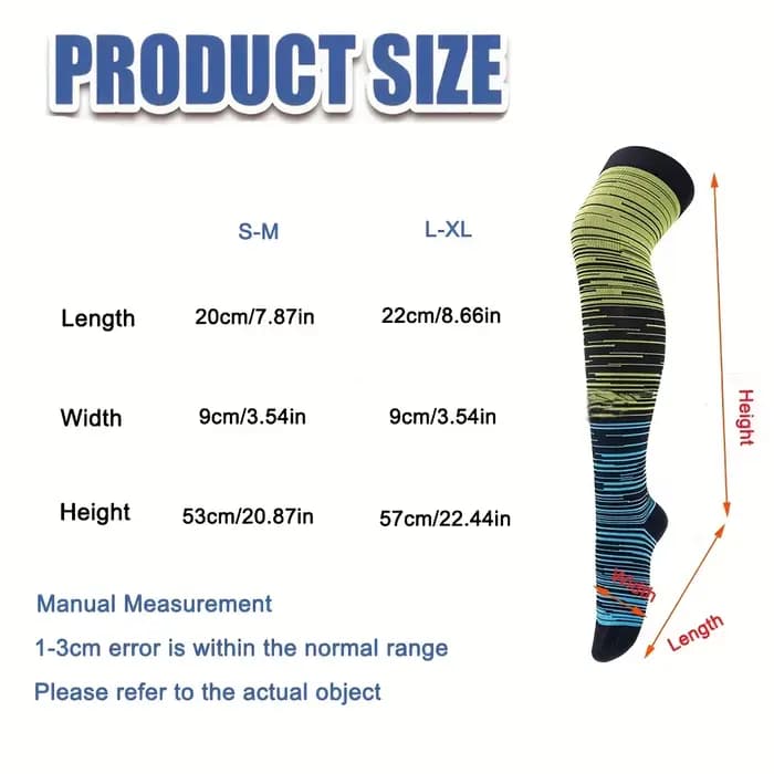 Chaussettes de compression hautes jusqu'à la cuisse, 3 paires, mélange de nylon et de polyester, finition lisse et brillante, ajustement confortable et soutien durable