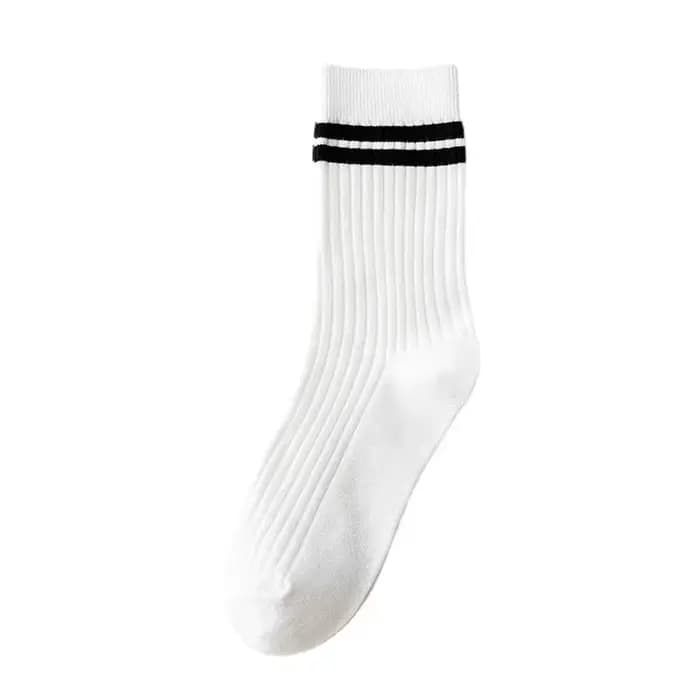 Chaussettes de sport coréennes à rayures blanches et oranges pour femmes
