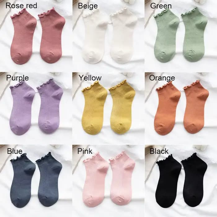 Chaussettes courtes à froufrous violettes pour femmes