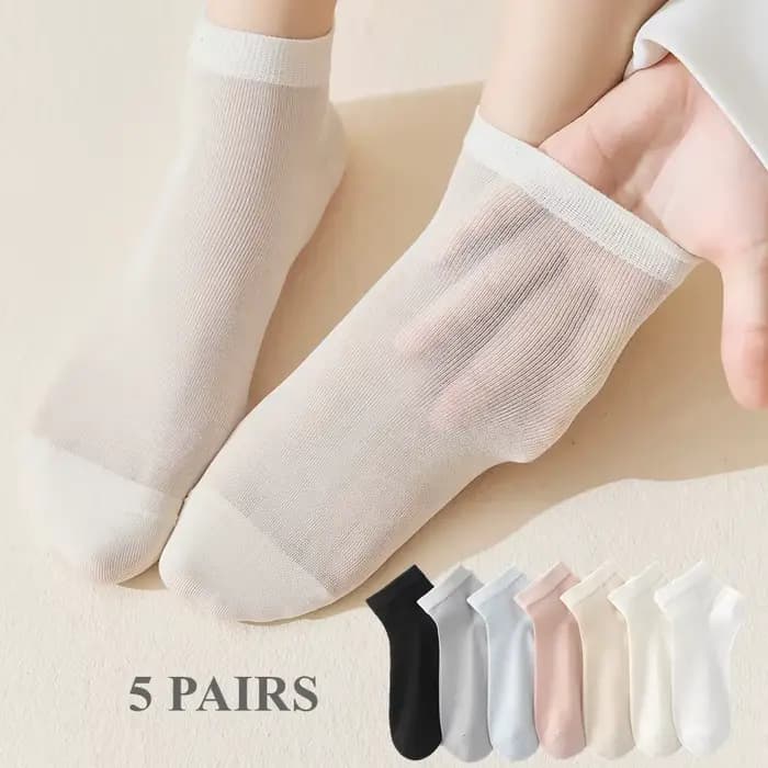5 paires de chaussettes d'été en soie pour femmes