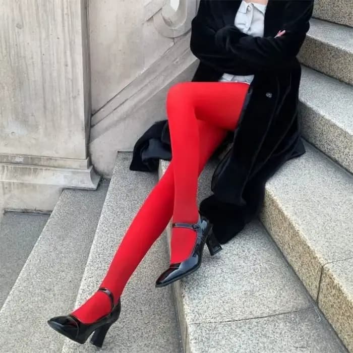 Femmes mode collants rouges Sexy mince velours Leggings translucide élastique rouge