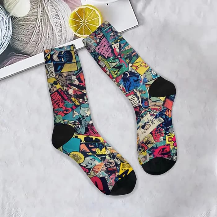 Harajuku Hip Hop rétro bande dessinée impression chaussettes nouveauté heureux drôle équipage