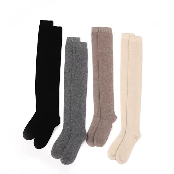 100% cachemire femmes bas nouvelle mode automne décontracté couleur unie chaussettes chaudes pour femme doux hiver genou
