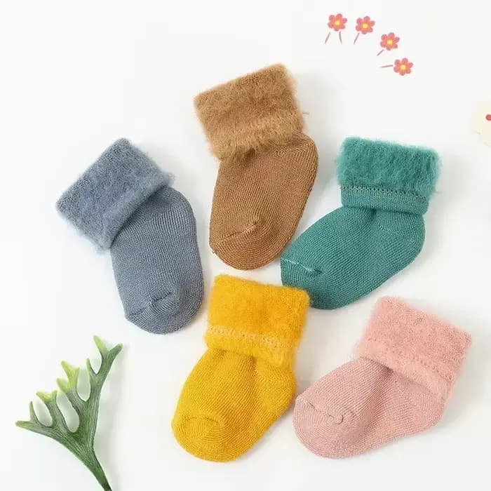 Chaussette en coton thermique en peluche pour nouveau-né