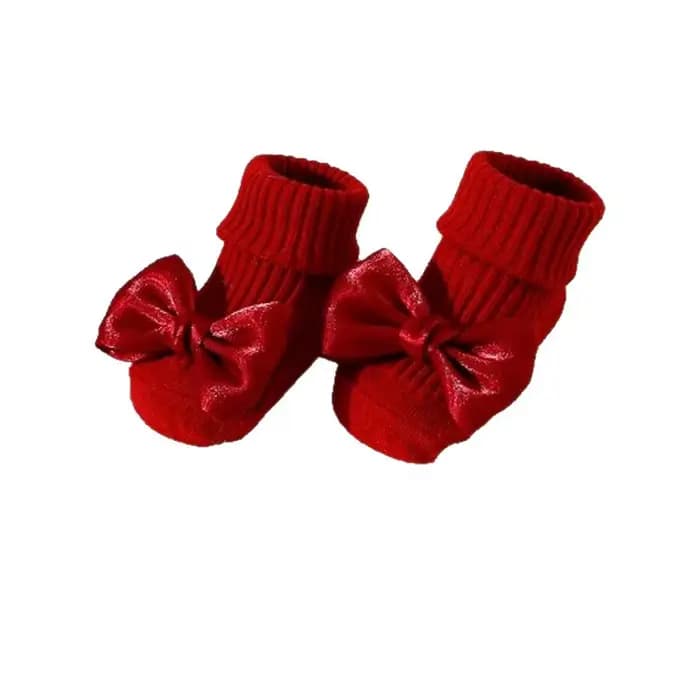 Chaussettes antidérapantes pour bébé avec de jolis nœuds