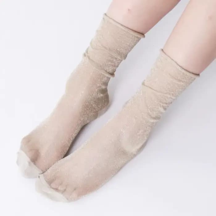 4 paires de chaussettes en soie argentée pour femmes