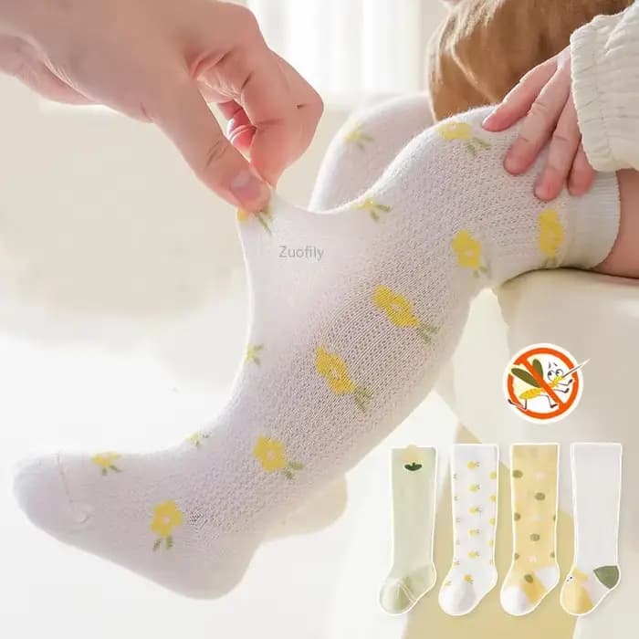 Chaussettes hautes en coton avec dentelle pour bébé