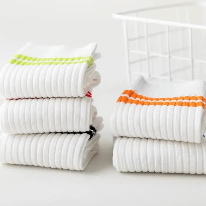 Chaussettes de Sport à rayures blanches et Orange pour femmes
