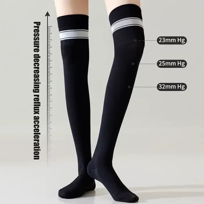 1 paire de chaussettes hautes à rayures au-dessus du genou