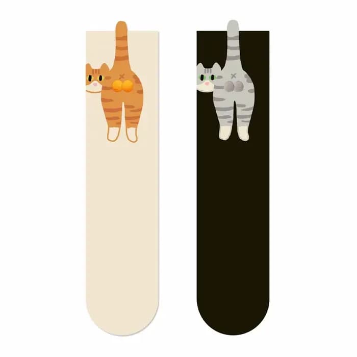 1/2 paires de chaussettes 3D mignonnes à motif chat noir/blanc