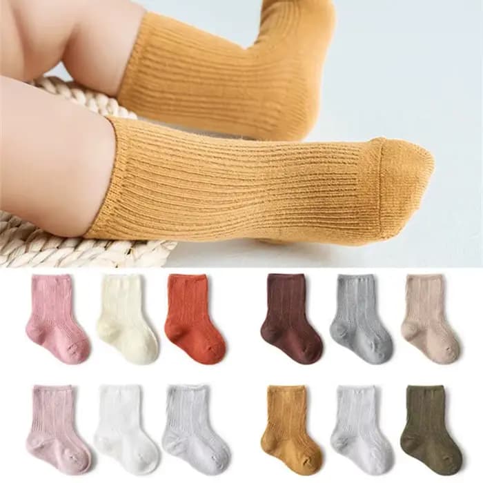 3 paires de chaussettes en coton pour bébé fille et garçon, accessoires de vêtements d'hiver pour bébé, couleur Pure, en coton peigné, pour l'automne