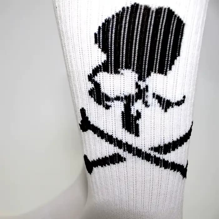 2 paires hommes chaussettes nouvelle mode coton blanc noir chaussettes femmes Skateboard chaussettes créatives Halloween os longues chaussettes Halloween chaussettes