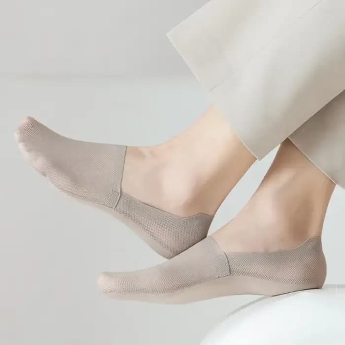 Invisible No Show Socks Men Male Ice Silk Sock Slippers Summer Hollow Out Mesh Thin Breathable Anti-slip Low Cut Boat