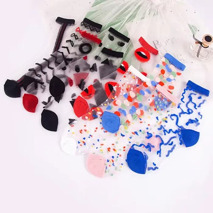 Femmes chaussettes mode maille transparente verre soie