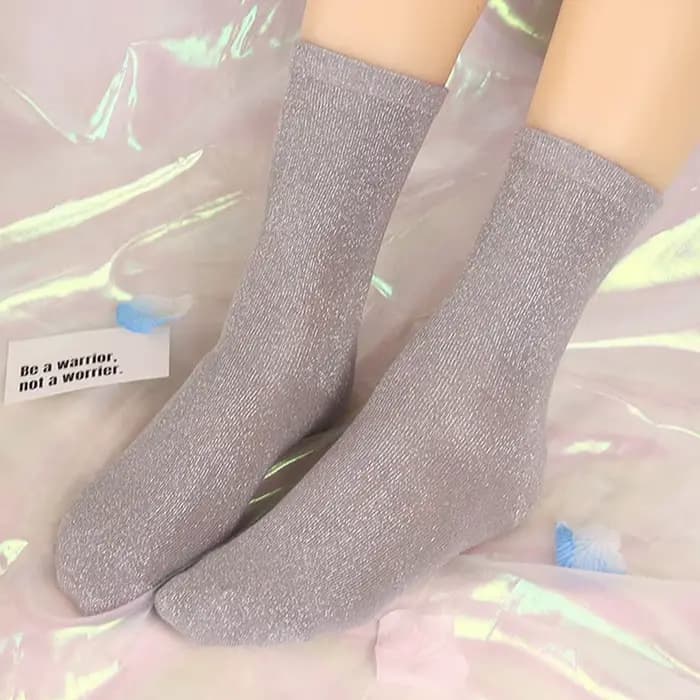 Chaussettes à paillettes couleur bonbon pour femmes