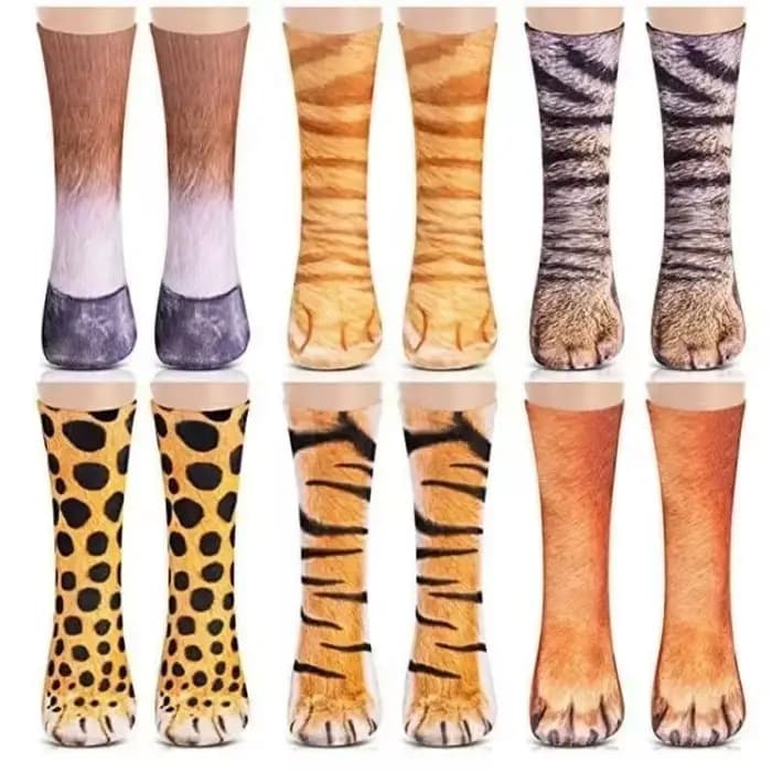 Chaussettes animaux drôles imprimées en 3D patte chat chien Design nouveauté