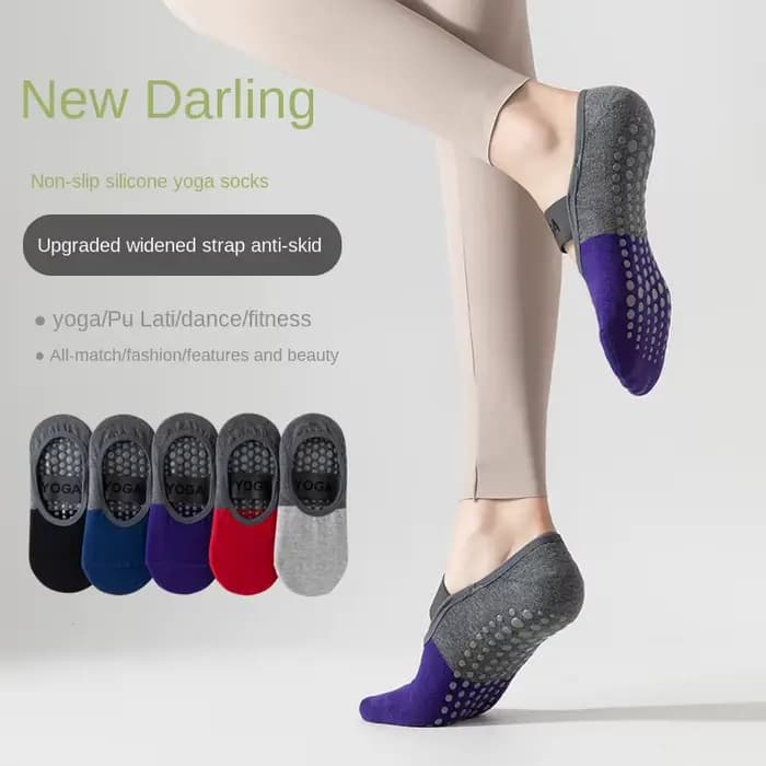 1 paire de chaussettes Pilates couleur patchwork pour femmes