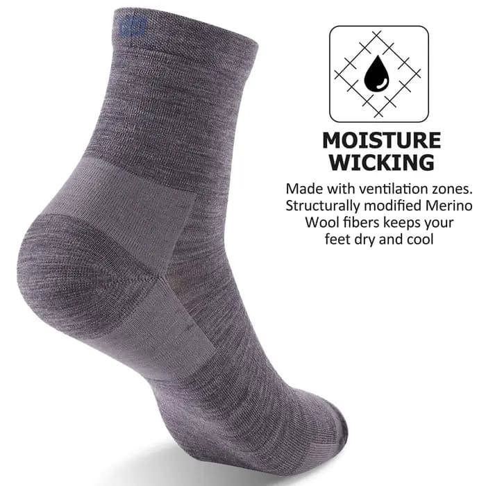 ZEALWOOD 3 paires de chaussettes de course en laine mérinos pour hommes et femmes, série Lifestyle, anti-ampoules, coussinées, ultra-légères, pour le tennis