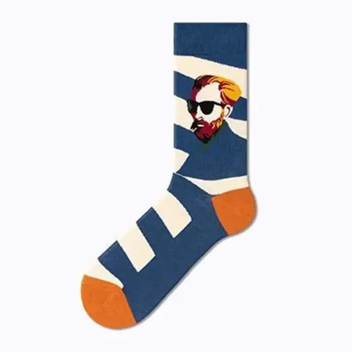 Van Gogh série chaussettes célèbre peinture style européen et américain dessin animé hommes et femmes en tube dessin animé coton chaussettes