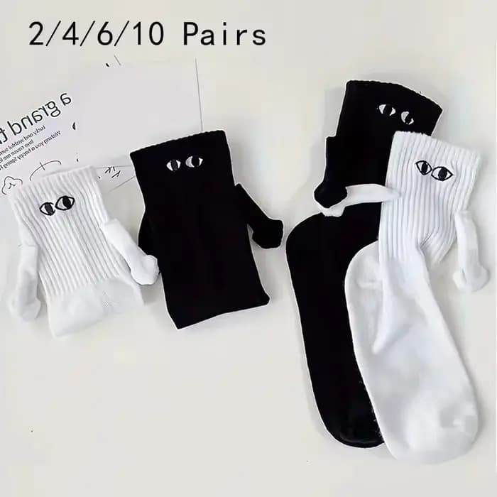 2/4/6/10 paires de chaussettes magnétiques avec mains dessinées