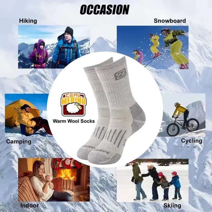 ALWOOD-Chaussettes thermiques en laine mérinos pour hommes et femmes, chaussettes optiques, randonnée, trekking, ski, rinçage, équipage, chaud, hiver, froid, neige, 2 paires