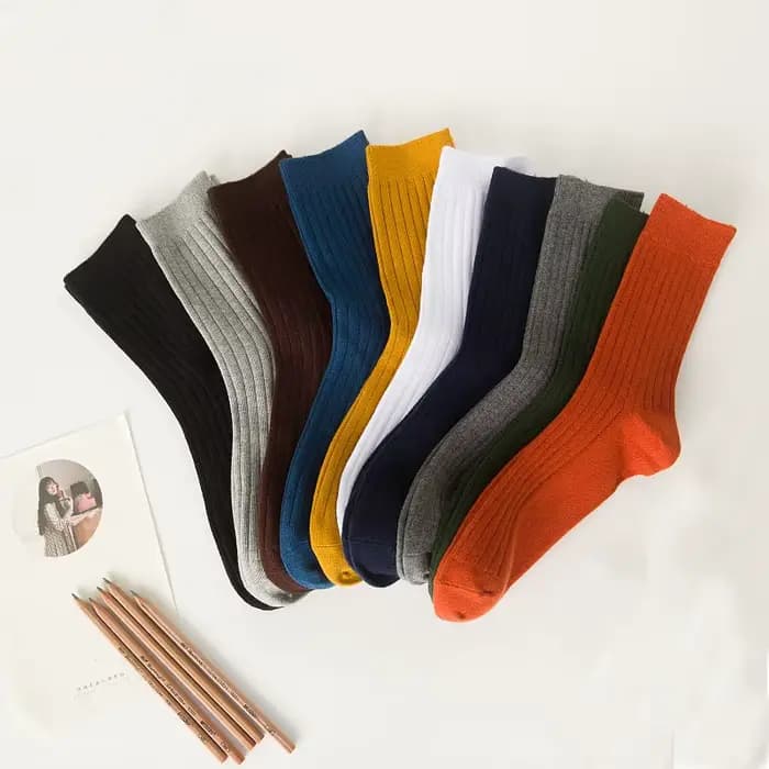 Chaussettes pour hommes coton couleur unie équipage chaussette unisexe mâle Formelle
