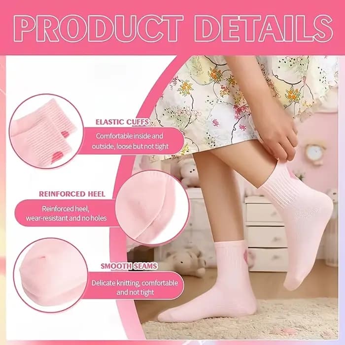 3 paires de chaussettes de sport pour filles de 9 à 12 ans avec des rayures rétro