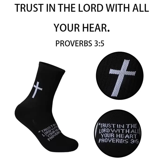 4 paires de chaussettes chrétiennes, chaussettes de prière, chaussettes Jésus, chaussettes de football à motif croix - Chaussettes de sport antidérapantes avec inscription biblique