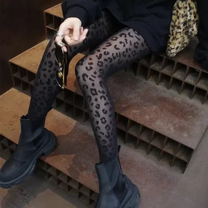 Europe et amérique imprimé léopard noir femmes collants en soie été mince transparent