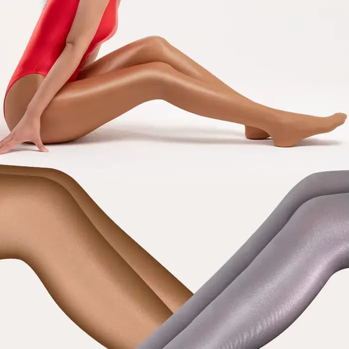 Collant transparent brillant à entrejambe ouvert pour Femme