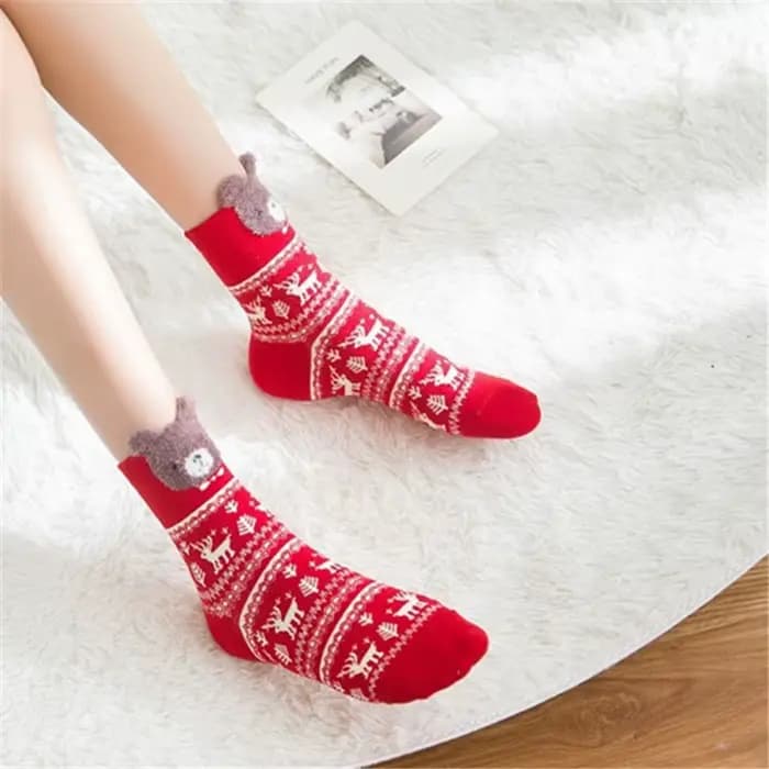 3 paires/lot femmes décontracté hiver chaussettes de noël cerf renard ours chien wapiti coton dessin animé chaud doux Sokken cadeau de noël livraison directe