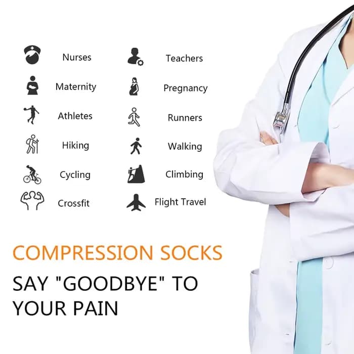 3/6/7 paires/pack chaussettes de Compression femmes hommes genou haute 30 MmHg course