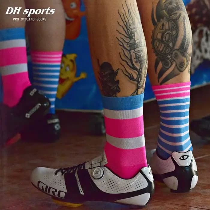 DH SPORTS chaussettes de cyclisme professionnelles meilleur funky respirant mèche route vélo Sport Compression