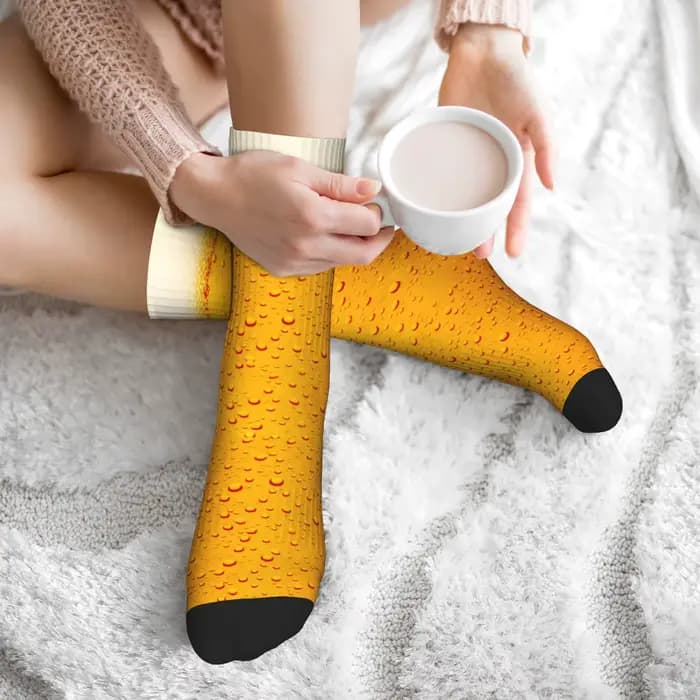 Chaussettes unisexes pour hommes avec motif de bulles de bière