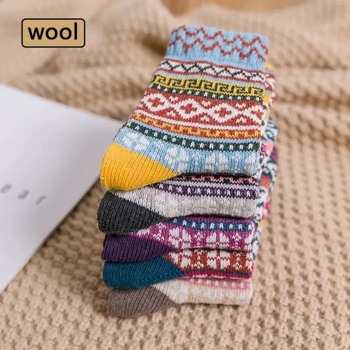 5 paires/lot nouvelles chaussettes en laine pour femmes couleur mixte mode